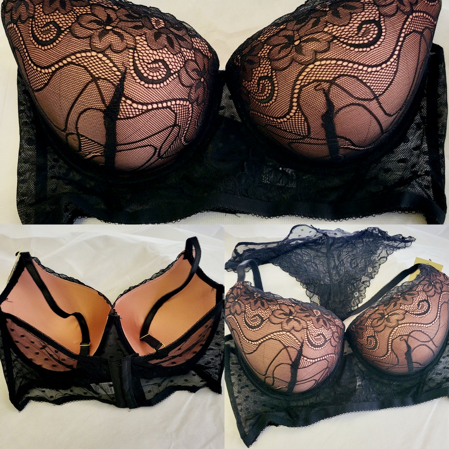 UNDERWIRE BRA AND LACE THONG MATCHING SET