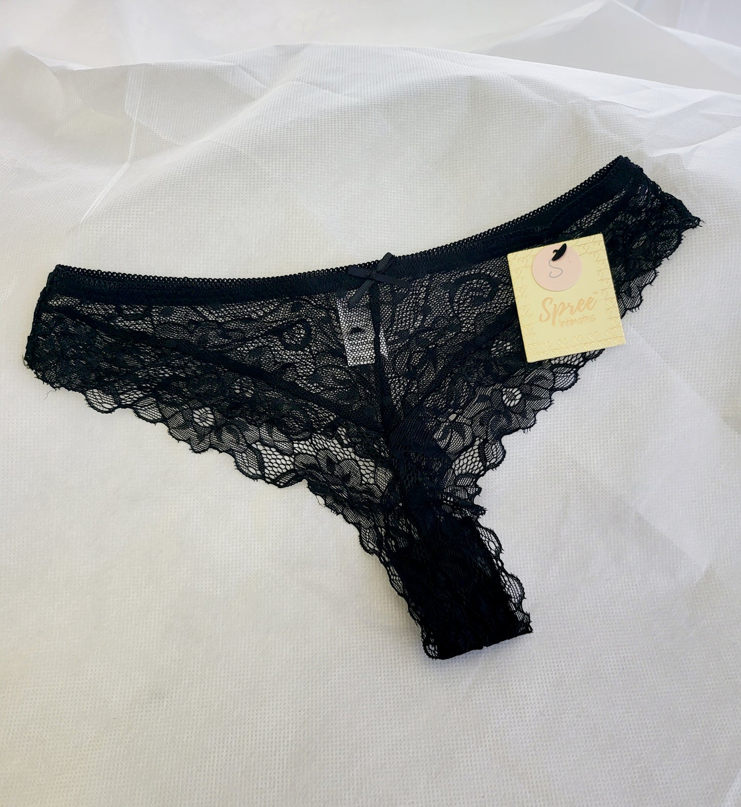 Fashion Luxe Lace Black/Nude Bra Set Matching Lace Thong