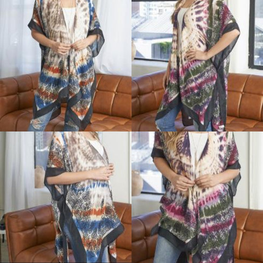 Fashion Tie Dye Print Kimono