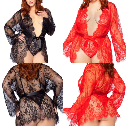 3 PC Lace Teddy Curvy Queen Size