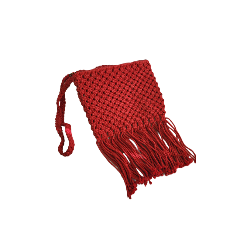 Red Stylish Fringe Crochet Purse